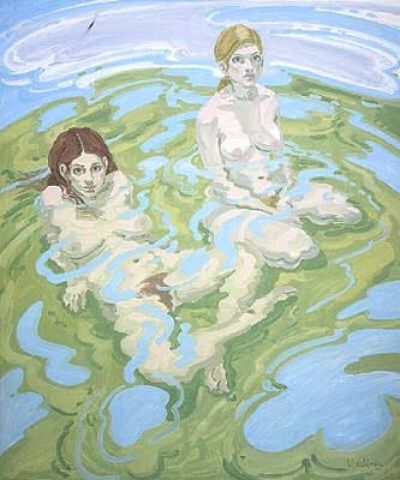 art oil painting reproduction of  Neil Welliver Two Figures Twice museum quality handmade