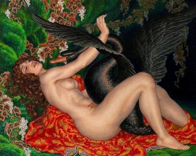 art oil painting reproduction of  Nicholas Kalmakoff Leda And The Swan 1917 museum quality handmade