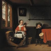 Nicolaes Maes The Naughty Drummer Ca. 1655 Hand Painted Reproduction