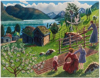 art oil painting reproduction of  Nikolai Astrup Growing Season At Sandalstrand 1923 museum quality handmade