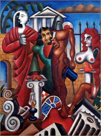 art oil painting reproduction of  Nikos Engonopoulos The Archeologist. museum quality handmade