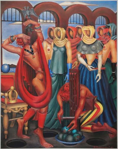 art oil painting reproduction of  Nikos Engonopoulos Theophilus And Cassiani museum quality handmade