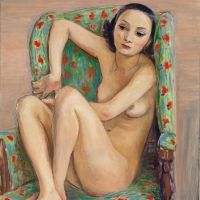 Nils Dardel Model In A Green Chair 1928 Hand Painted Reproduction