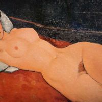 Nu Allong Sur Un Coussin Blanc By Amedeo Modigliani