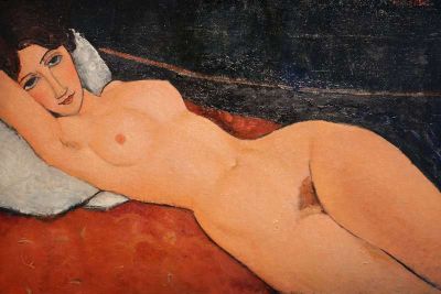 art oil painting reproduction of  Nu Allong Sur Un Coussin Blanc By Amedeo Modigliani museum quality handmade
