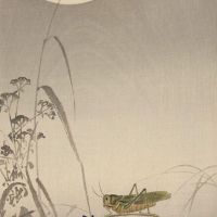 Ohara Koson Grasshopper And Full Moon 1910 Hand Painted Reproduction