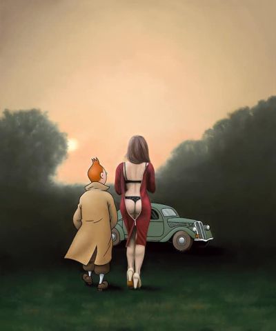 art oil painting reproduction of  Ole Ahlberg Tintin - After Dinner museum quality handmade