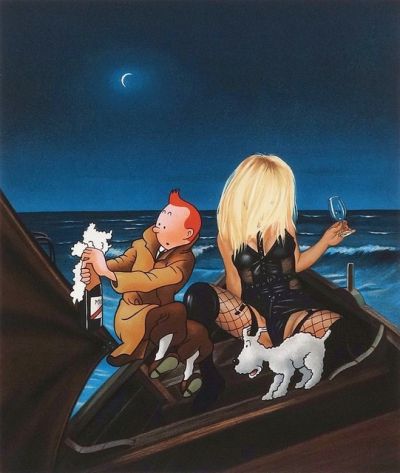 art oil painting reproduction of  Ole Ahlberg Tintin - Champagne museum quality handmade