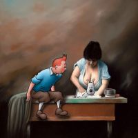 Ole Ahlberg Tintin - Cleaning The Dog