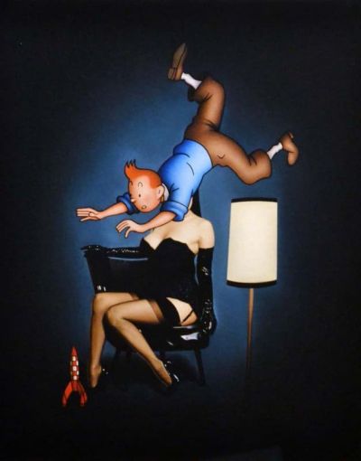art oil painting reproduction of  Ole Ahlberg Tintin - Falling Down museum quality handmade