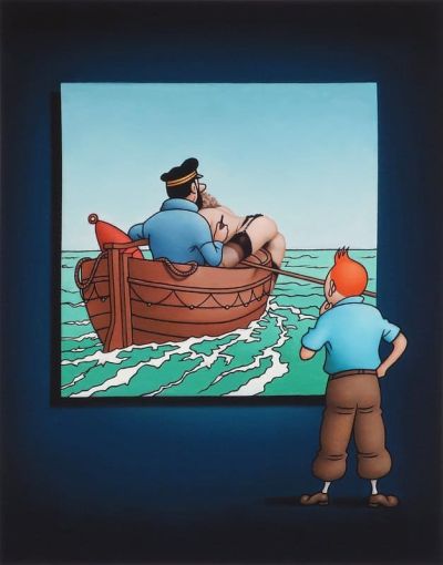 art oil painting reproduction of  Ole Ahlberg Tintin - The Boat museum quality handmade