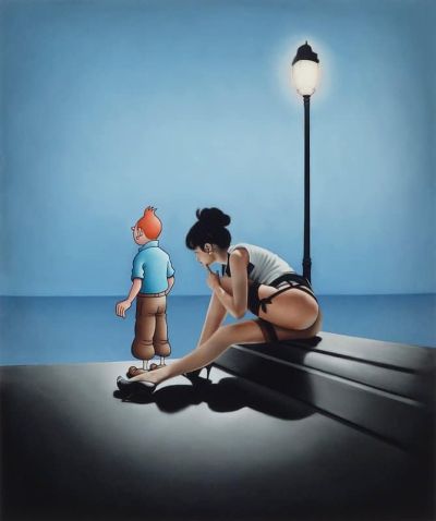 art oil painting reproduction of  Ole Ahlberg Tintin - The Thinker museum quality handmade