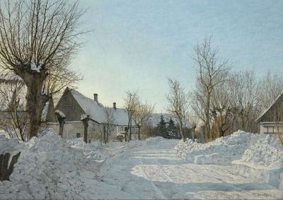 art oil painting reproduction of  Ole Ring Town In Winter museum quality handmade