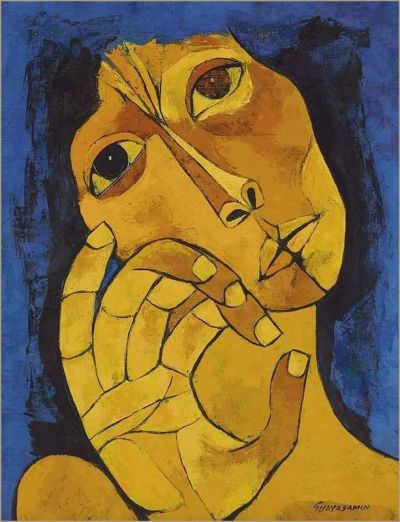 art oil painting reproduction of  Oswaldo Guayasam N Untitled 1982 museum quality handmade