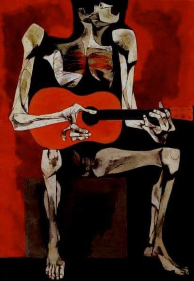 art oil painting reproduction of  Oswaldo Guayasamin El Guitarrista - 1961 museum quality handmade