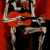 Oswaldo Guayasamin El Guitarrista - 1961 Hand Painted Reproduction