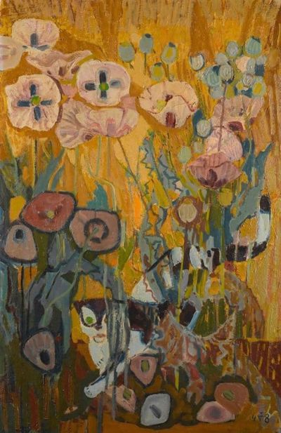 art oil painting reproduction of  Otto Dix Cat In A Poppy Field museum quality handmade
