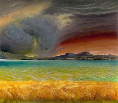 art oil painting reproduction of  Otto Dix Lake Constance Landscape In Stormy Weather - Thunderstorm At Lake Constance 1939 museum quality handmade