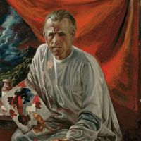 Otto Dix Self-portrait With A Palette In Front Of A Red Curtain