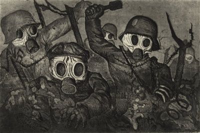 art oil painting reproduction of  Otto Dix Stormtroopers Advancing Under Gas museum quality handmade