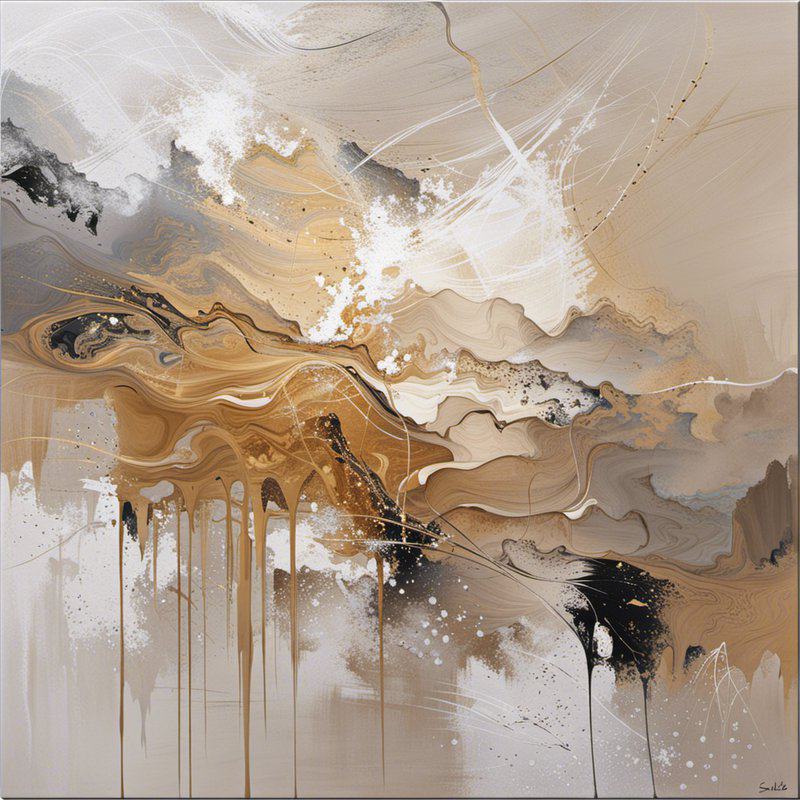 Paolo Gallery Modern Abstract Art Beige 1 Hand Painted museum quality