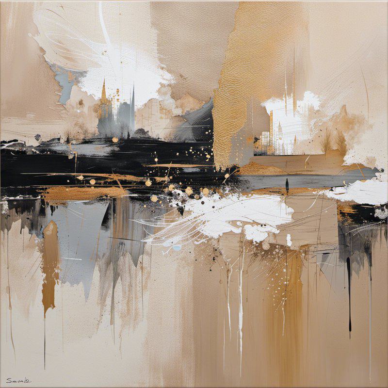 Paolo Gallery Modern Abstract Art Beige 3 Hand Painted museum quality