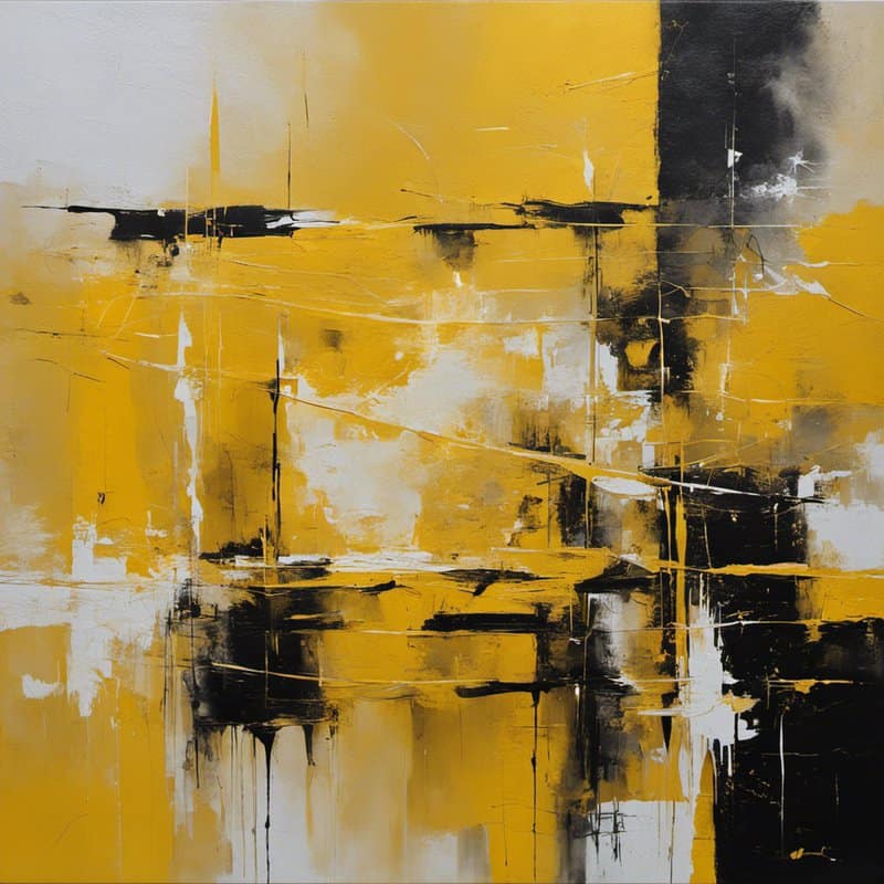 Paolo Gallery Modern Abstract Art Yellow 2 Hand Painted museum quality