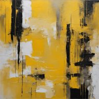 Paolo Gallery Modern Abstract Art Yellow 4 Hand Painted