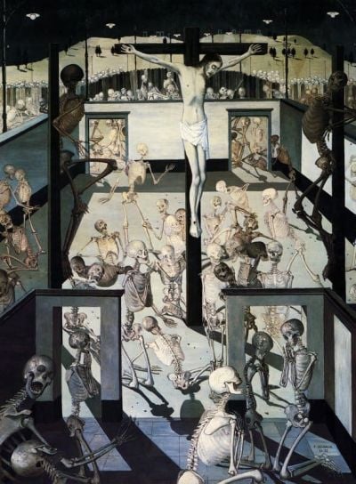 art oil painting reproduction of  Paul Delvaux Crucifixion museum quality handmade