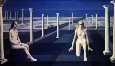 art oil painting reproduction of  Paul Delvaux Dialogue museum quality handmade