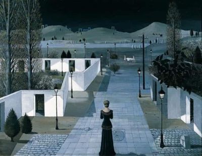 art oil painting reproduction of  Paul Delvaux Landscape With Lanterns - 1958 museum quality handmade