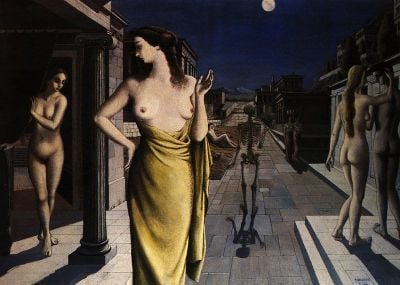 art oil painting reproduction of  Paul Delvaux Lunar City museum quality handmade