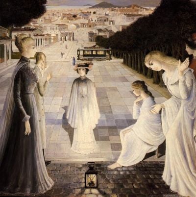 art oil painting reproduction of  Paul Delvaux Messaging museum quality handmade