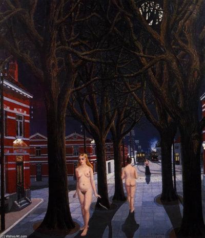 art oil painting reproduction of  Paul Delvaux The Beautiful Night museum quality handmade