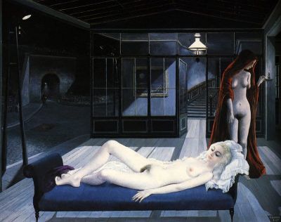 art oil painting reproduction of  Paul Delvaux The Blue Sofa museum quality handmade