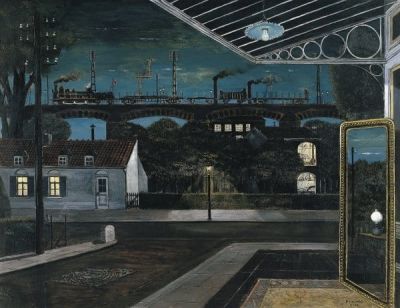 art oil painting reproduction of  Paul Delvaux The Viaduct museum quality handmade