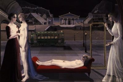 art oil painting reproduction of  Paul Delvaux The Visit To Ephesus museum quality handmade