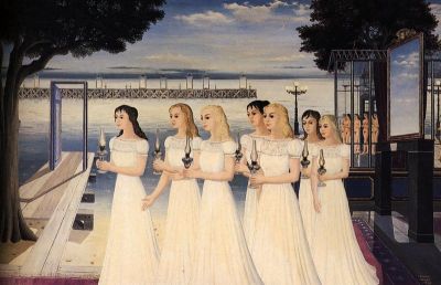 art oil painting reproduction of  Paul Delvaux The Wise Virgins museum quality handmade