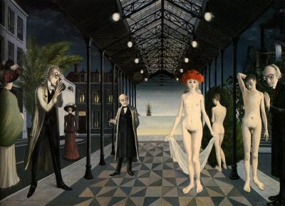 art oil painting reproduction of  Paul Delvaux Tribute To Jules Verne museum quality handmade