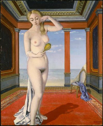 art oil painting reproduction of  Paul Delvaux Woman With Mirror museum quality handmade