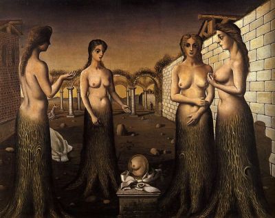art oil painting reproduction of  Paul Delvaux Women-trees museum quality handmade