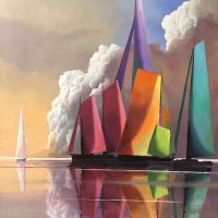 Paul G. Stone A Spectrum Of Sails Ca. 1975 Hand Painted Reproduction