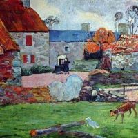 Paul Gauguin A Blue Roof Farm In Pouldu 1890
