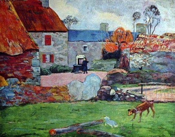 Paul Gauguin A Blue Roof Farm In Pouldu 1890 museum quality