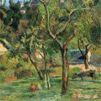 Paul Gauguin An Orchard Under The Church Of Bihorel 1884