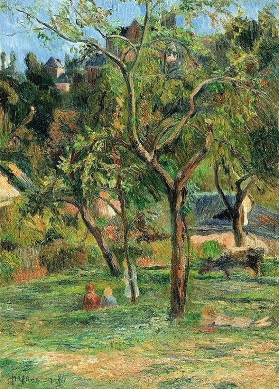 Paul Gauguin An Orchard Under The Church Of Bihorel 1884 museum quality