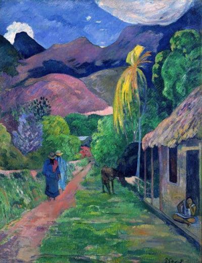 art oil painting reproduction of  Paul Gauguin Street In Tahiti 1891 museum quality handmade