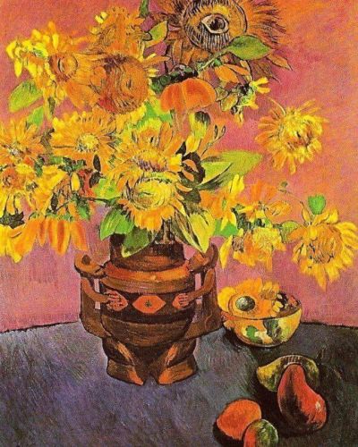 art oil painting reproduction of  Paul Gauguin Sunflowers And Mangoes After Van Gogh 1888 museum quality handmade