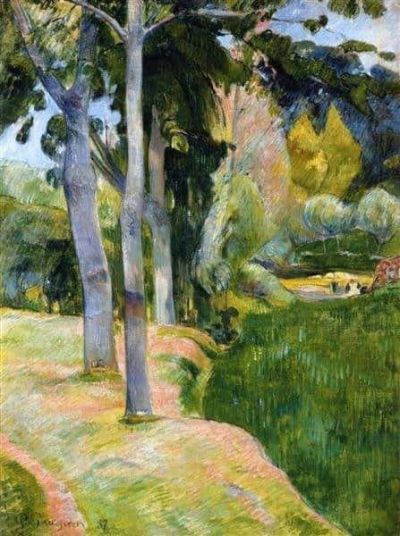 art oil painting reproduction of  Paul Gauguin The Large Tree - 1889 museum quality handmade