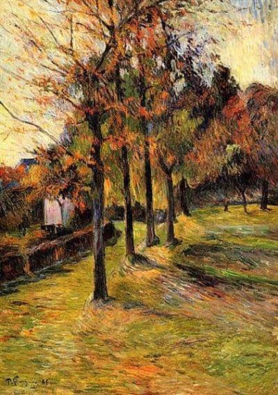 art oil painting reproduction of  Paul Gauguin Tree Linen Road Rouen - 1885 museum quality handmade